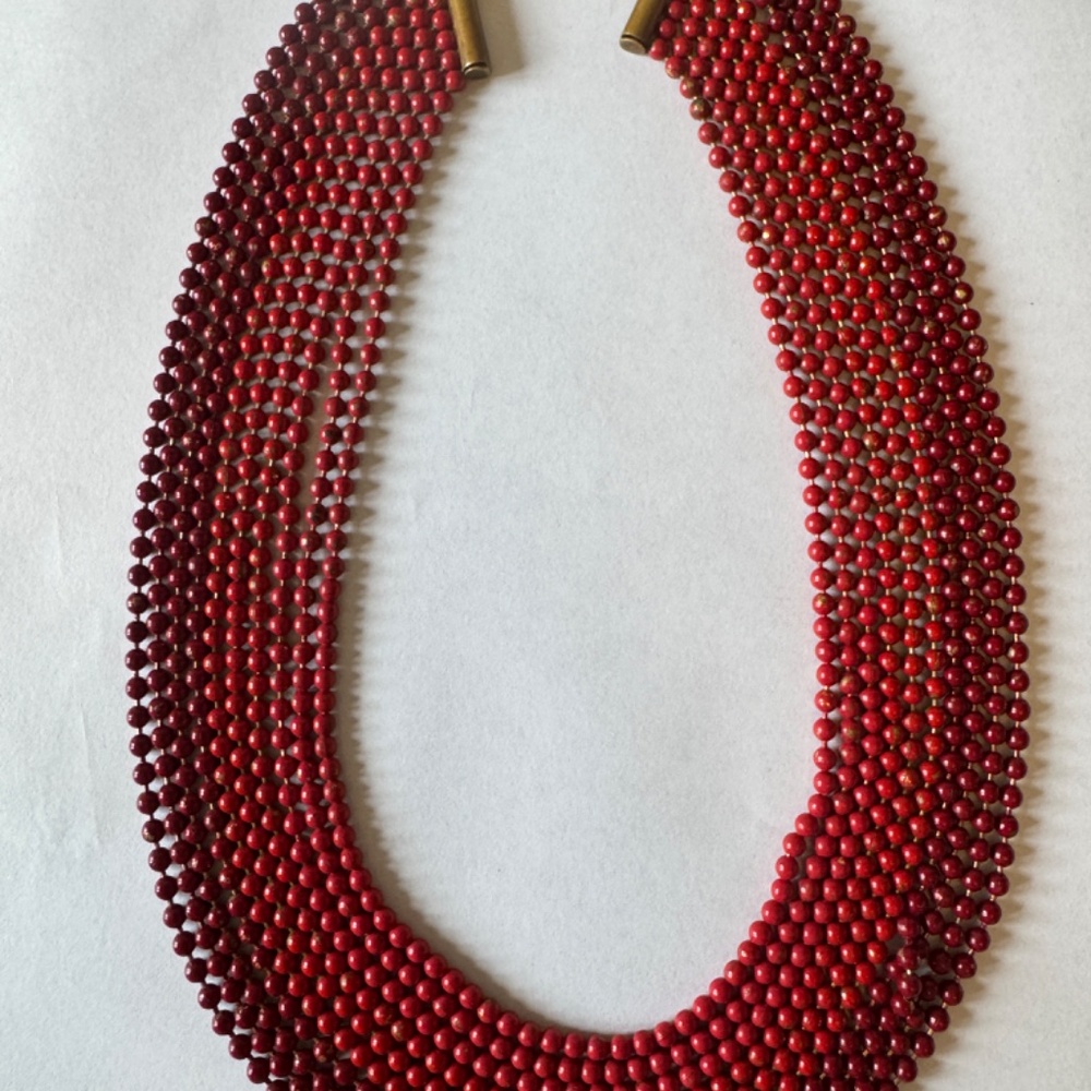 Red/Maroon Multi-Strand Necklace VIntage - Picture 3 of 6